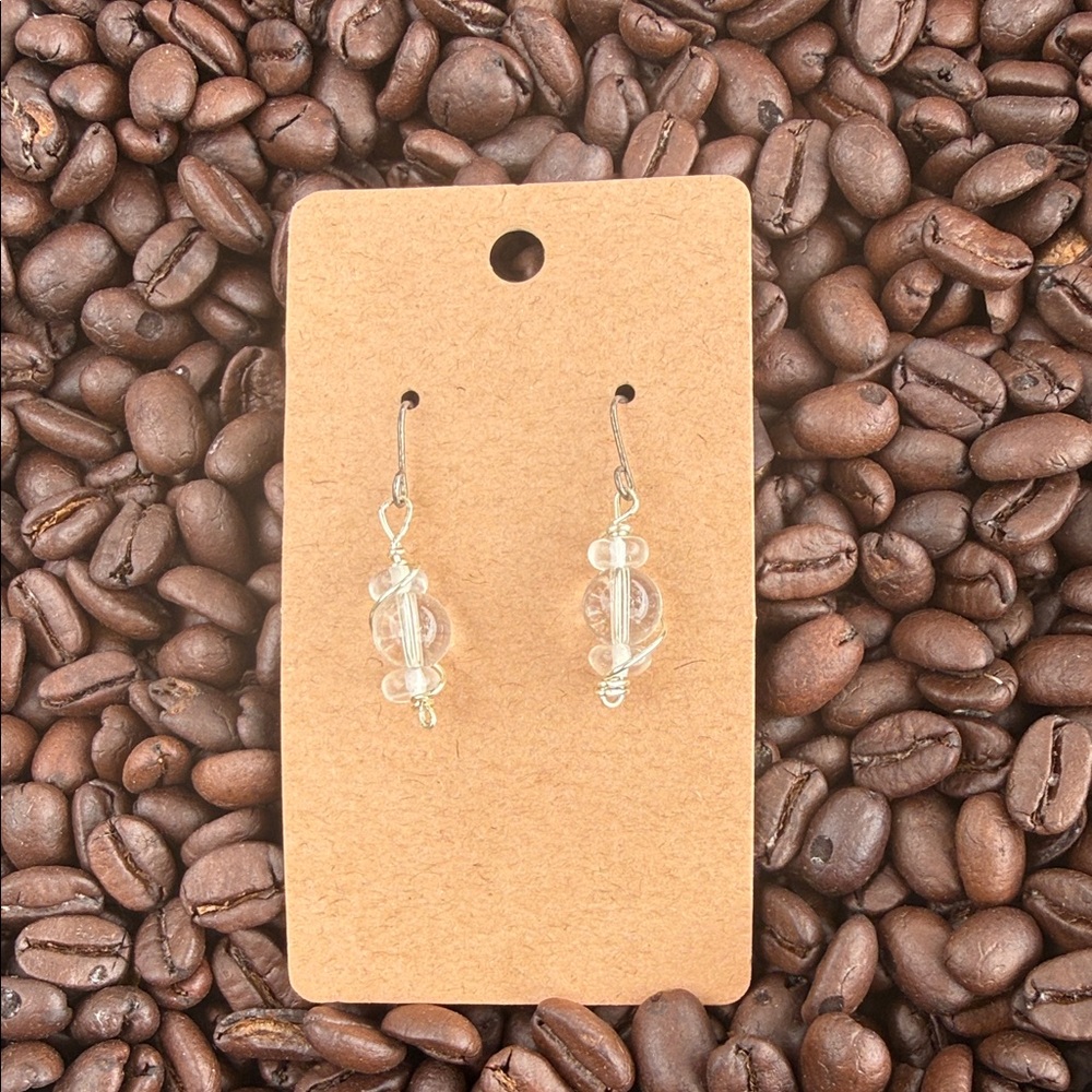 Clear Glass Bead Drop Earrings - Women Jewelry